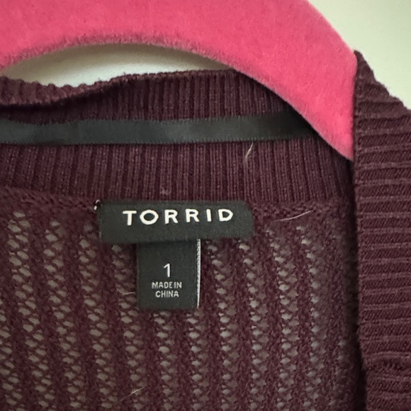 Torrid Deep Burgundy Open-Front Cardigan - Picture 2 of 3